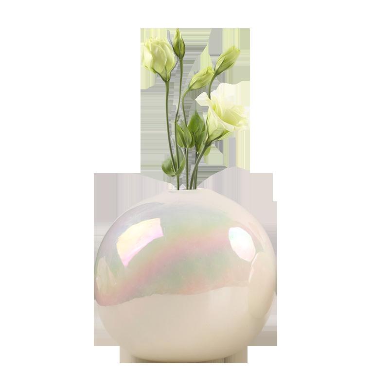 Round Ball, Colorful Vase I, Ns, Ceramic Vase Decoration, Light Luxury High-end, Living Room Flower Arrangement, Dining Table Flower Utensil