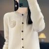 QingHe Cashmere Women's 30% Cashmere Cardigan - Soft & Warm Wool Blend Sweater