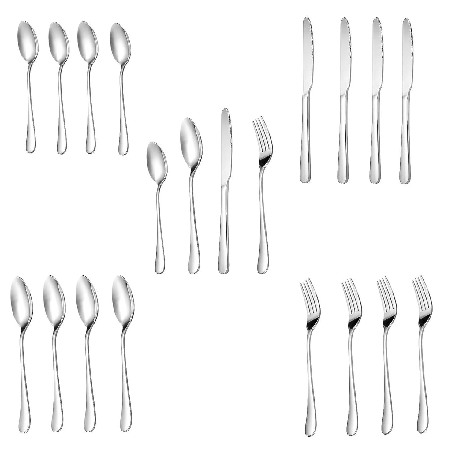 

Набор серебряных ложек Премиальный набор столовых приборов из нержавеющей стали Зеркально полированный набор столовых приборов Прочный для дома и кухни