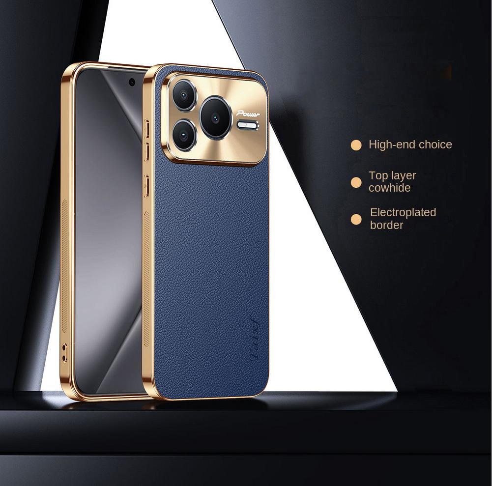 

First Layer of Cowhide Lychee Texture Electroplated Frame Case For Honor Power 2 honor Win GT Pro Slim Protect Cover For Honor Power 2