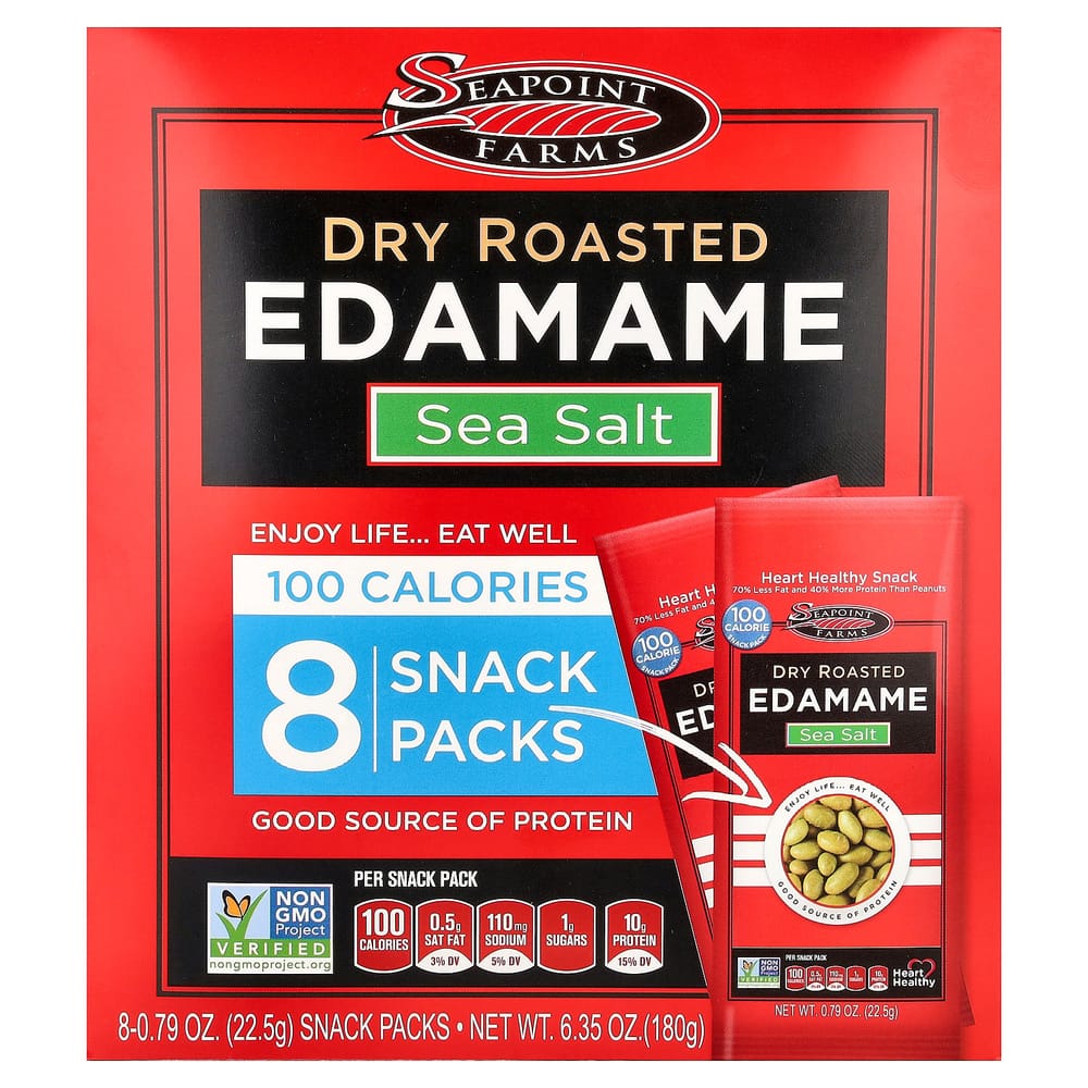 Seapoint Farms Roasted Edamame Sea Salt Snack - 8 Packs, 22.5g (0.79oz) Each