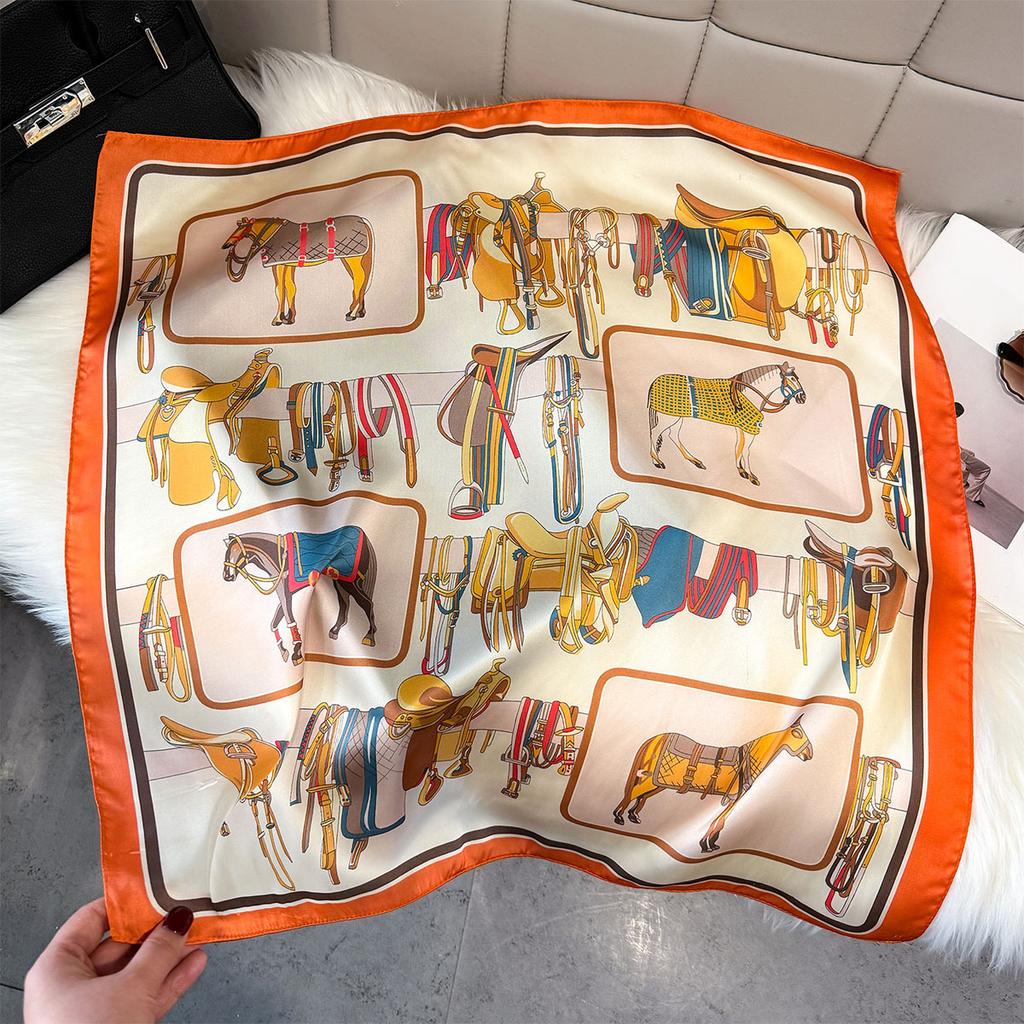 Fashion Square Fashion Foreign Style Small Silk Scarf Women'S Headband Decorative Scarf Dual-Purpose Small Square Scarf New Scarf