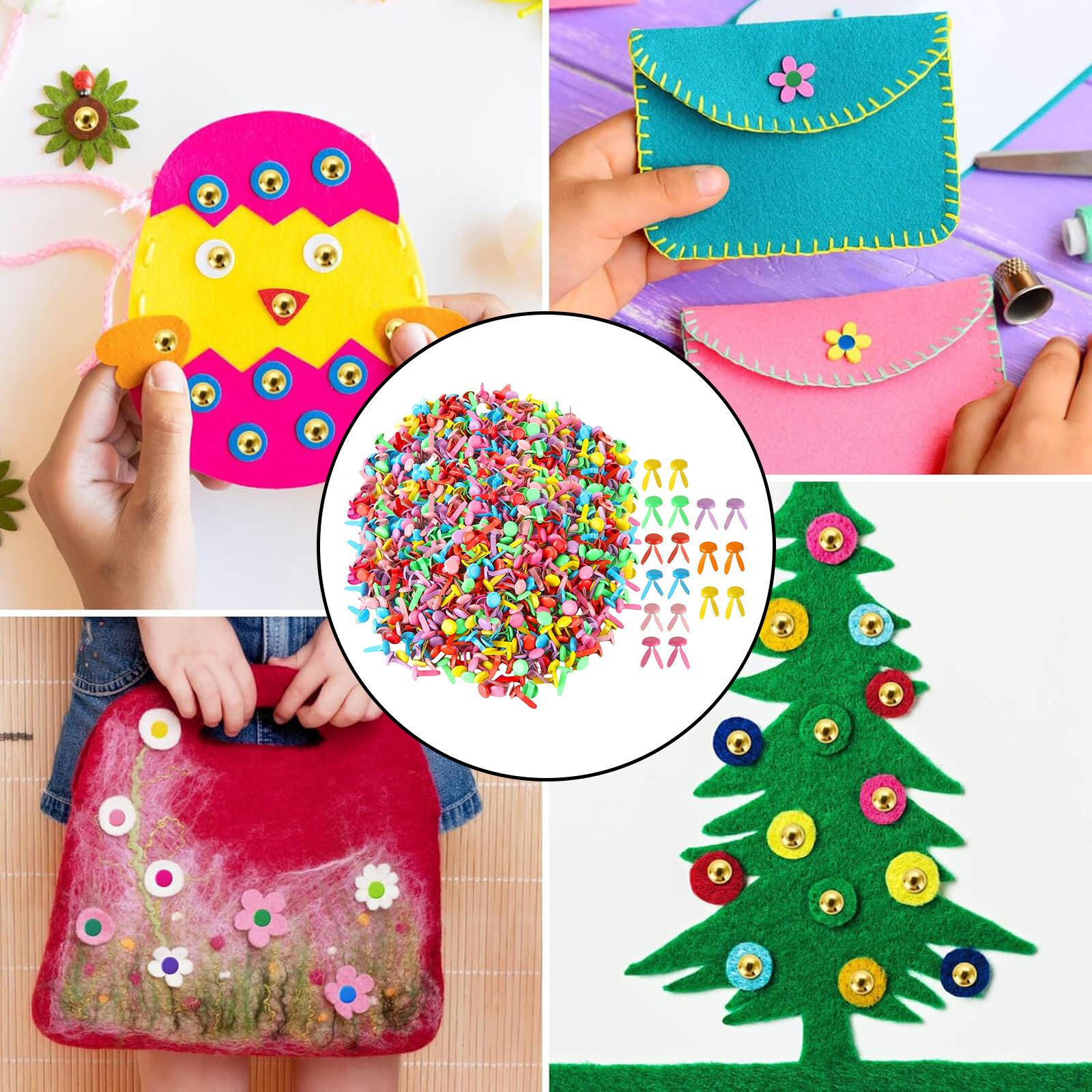 300 штук бумажных крепежей для скрапбукинга, брадсы, декор, художественные ремесленные аксессуары, кнопки, канцелярские кнопки для Colorful