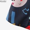 ZANZEA Women Summer Cartoon Print Short Sleeve Shirts