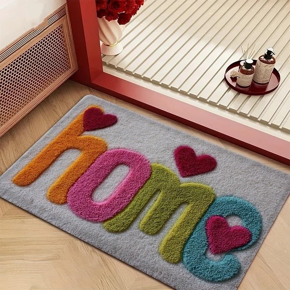 Anti Slip Letter Absorbent Mat Flower Door Mat Stain-resistant Bathroom Mat  Wet Areas