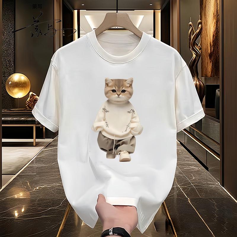 Cotton American Short-sleeved T-shirt Men's and Women's Summer Loose Round Neck Design Sense Niche Versatile Top