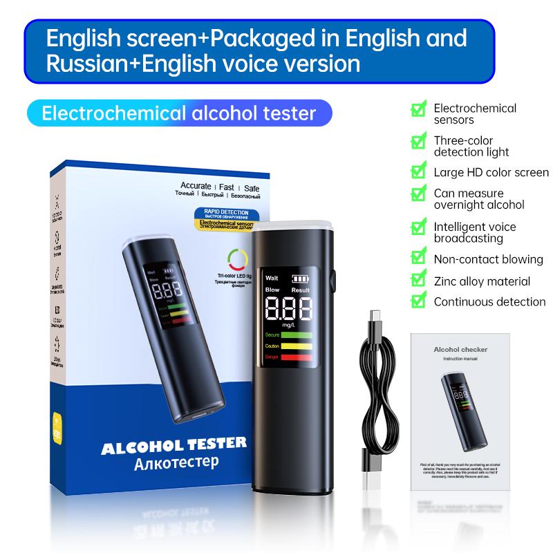 

Электронный алкотестер Детектор алкоголя в выдыхаемом воздухе Портативный Профессиональный Высокочувствительный Зарядка Type-c Тестер на алкогольное опьянение для автомобиля