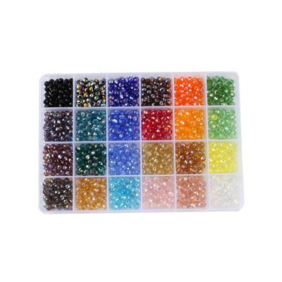 1200 Stück Charm Glas Rocailles Box Set mit 24 Aufbewahrungsbehältern mit Bändern, runde Perlen zum Basteln von DIY Armbändern und Halsketten
