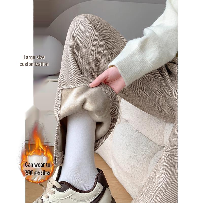 

Women s Plus-Size Wool Wide-Leg Pants: 2024 Autumn/Winter Slimming Silk Blend with Fleece Lining 5XL (Suggested weight: 180-200 jin)