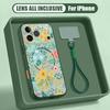 Floral Pattern Hand Strap Case For iPhone 17 Pro Max iPhone 16 15 14 13 Pro Max Magnetic For Magsafe Hybrid TPU+PC Matte Cover