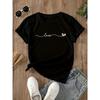 Heart & Love Print Crew Neck T-Shirt, Casual Short Sleeve T-Shirt For Spring & Summer, Women's Clothing