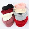 Winter Striper Knitted Cap Ear Protection Thicken Knit Hat Solid Color Women Beret Cap  Women Girls