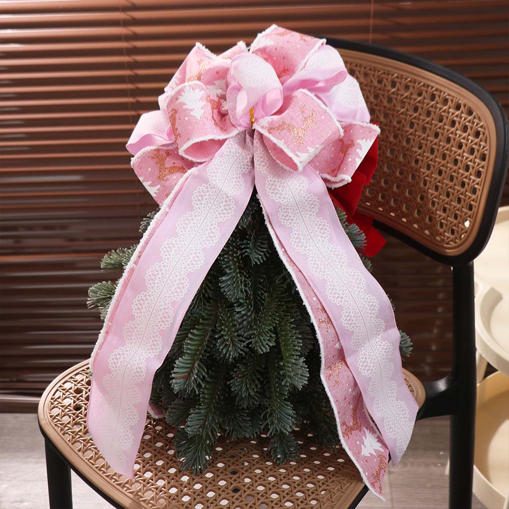 Double Layer Christmas Tree Bowknot Large Size Present Ribbon Knot Christmas Wreath Bow Gift