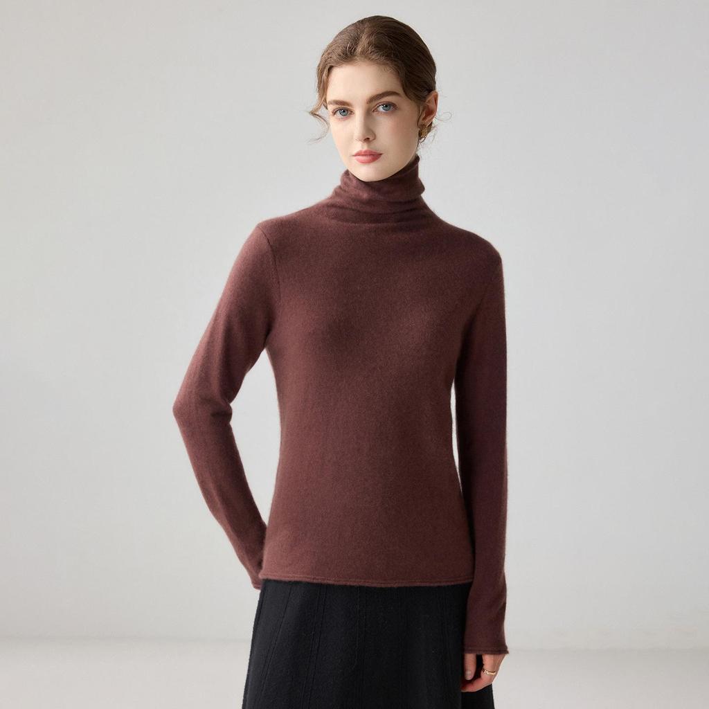 Women's Cashmere High-Neck Loose Pullover Knit Sweater