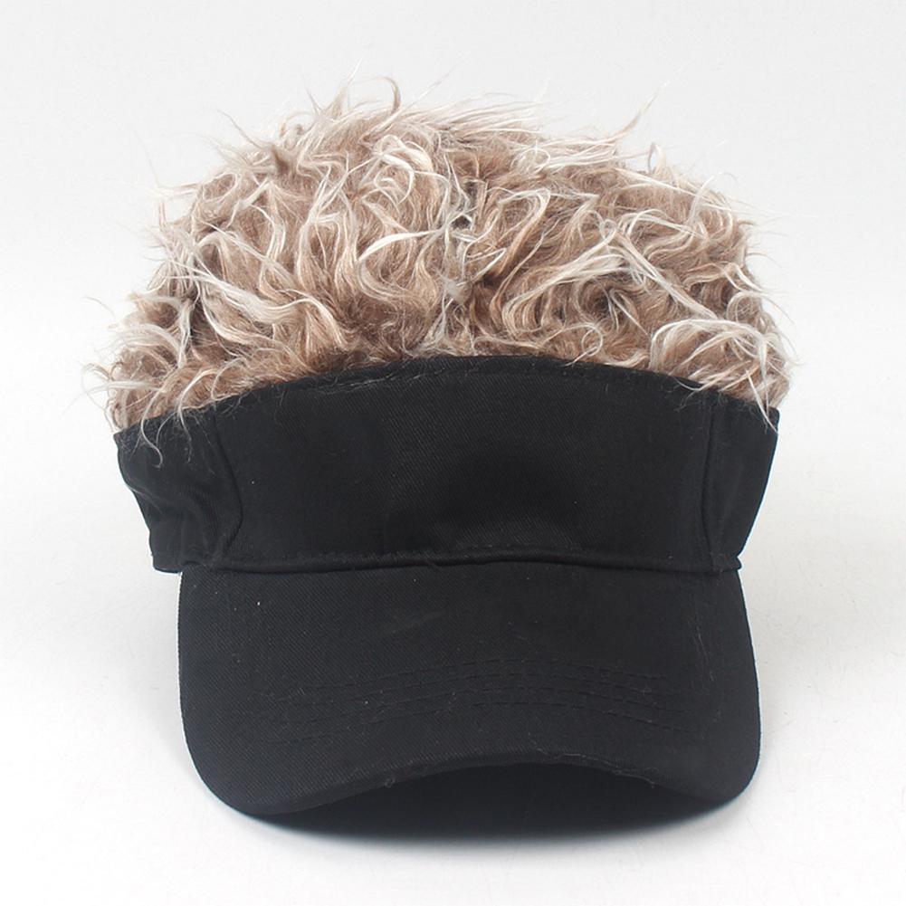 Adjustable Sun Visor Hat with Wig Hairs 