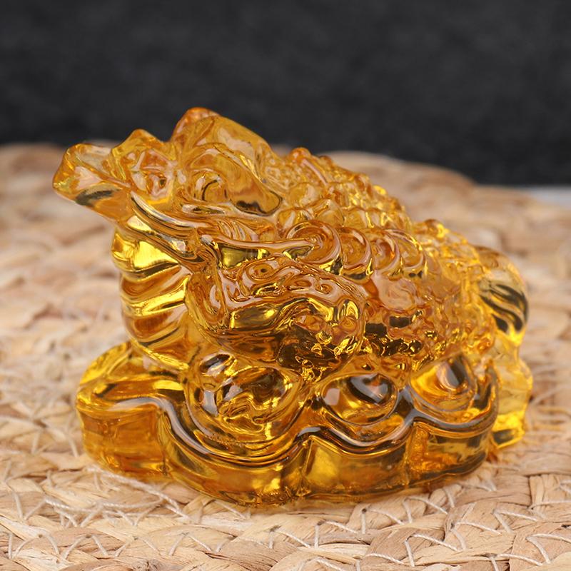 Chinese Yellow  Feng Shui Lucky Cat Fortune Frog Gift Home Decorations
