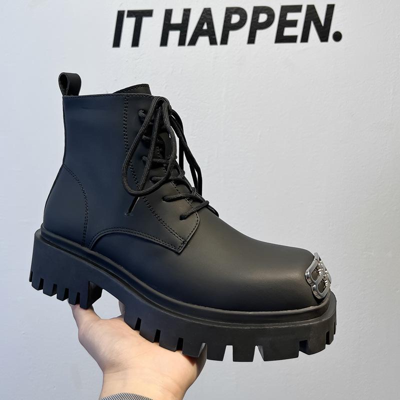 Martin boots men's 2025 new high-top British style thick-soled heightening leather shoes spring and autumn mid-top boots 20788-A