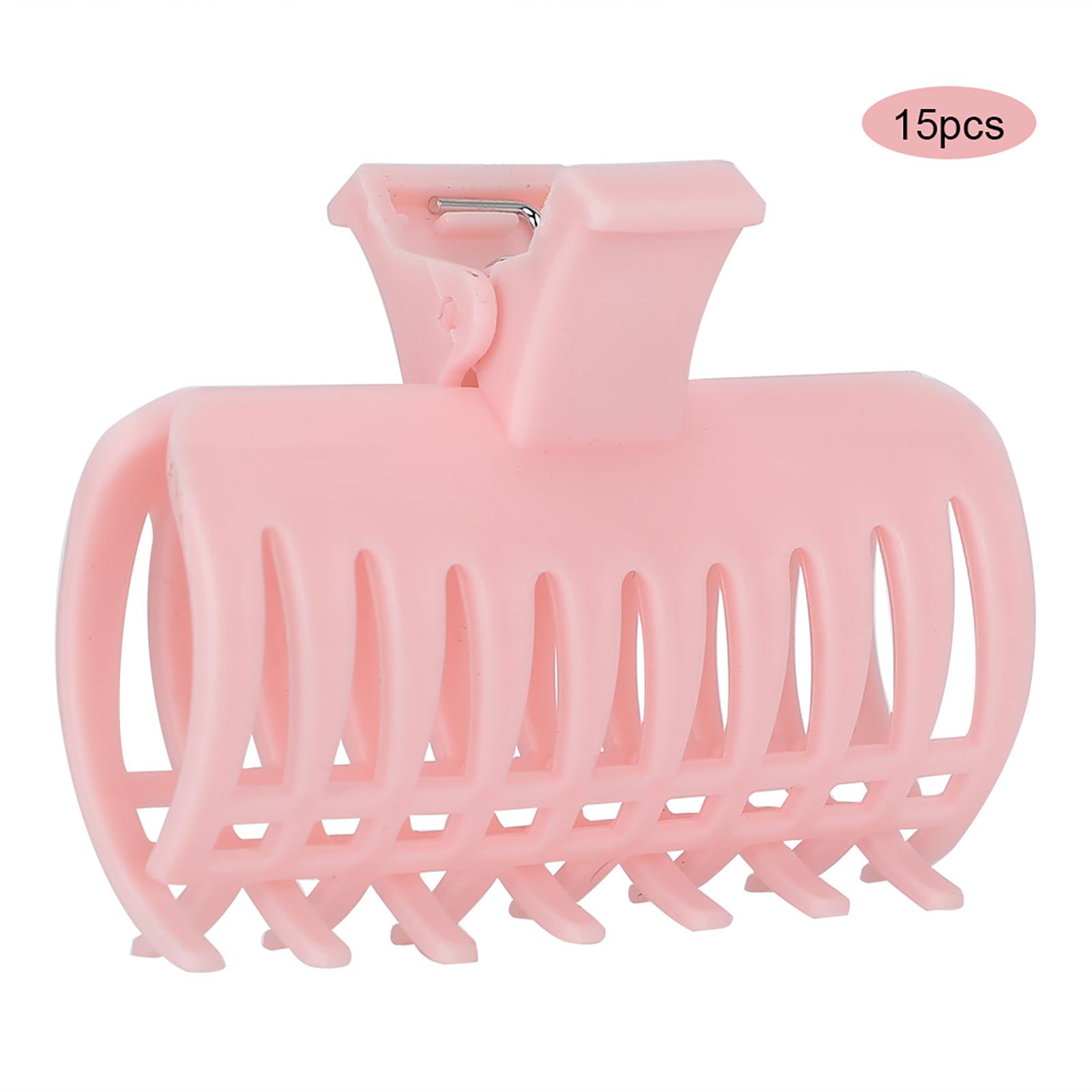 

15Pcs Set Curler Clip Hair Roller Fixing Clamp Holding Section Claw Hairdressing ToolPink
