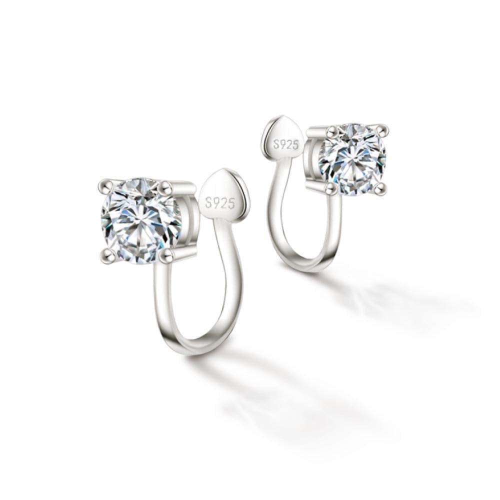 

из Новые серьги для уха одинарные 925 подарок на день рождения для женщин [Gift York] Женщины, Серьги без прокола, Кафф, Камень, 6 мм, Платиновое покрытие, Серебро, платиновый