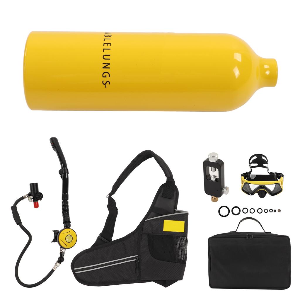 DIDEEP 1L Mini Scuba Diving Tank Pressure Relief Valve Kit with Diving Goggles Strap Bag Refill Adapter