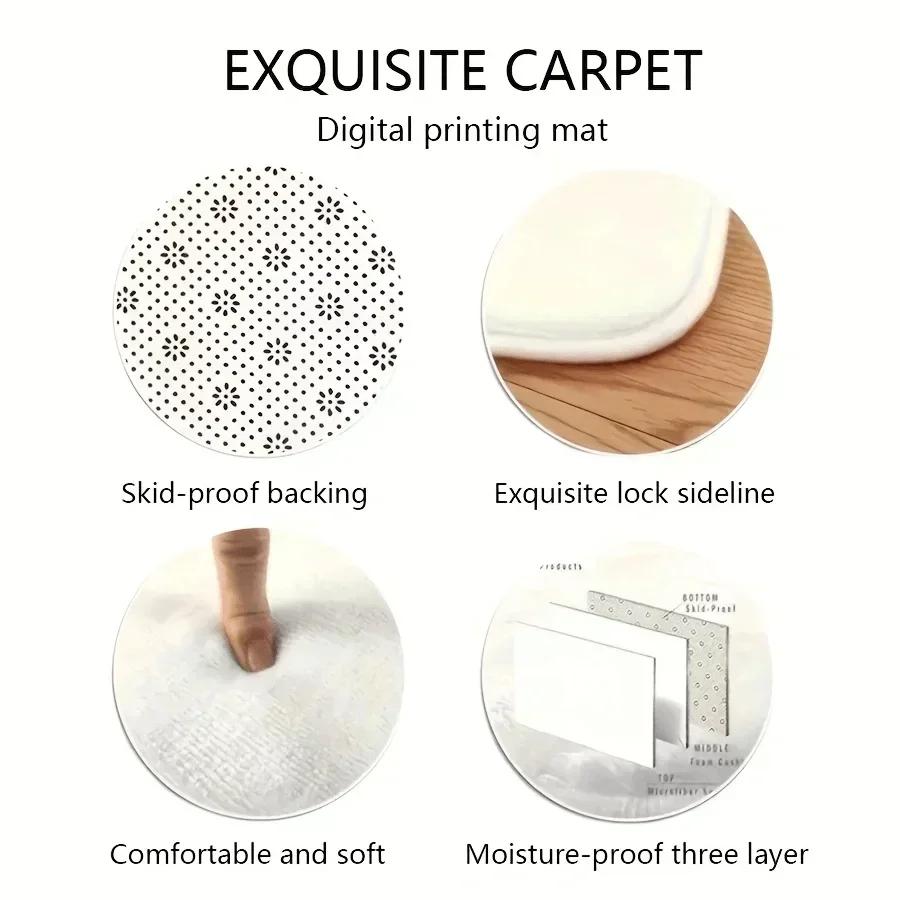 1pc Retro Japanese Koi Pattern Round Rug, Non-slip Floor Mat for Living Room, Bedroom, Bathroom, Holiday Home Decoration