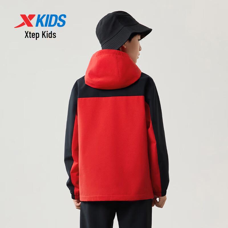 Xtep Kids' Color Block Hooded Windbreaker Jacket