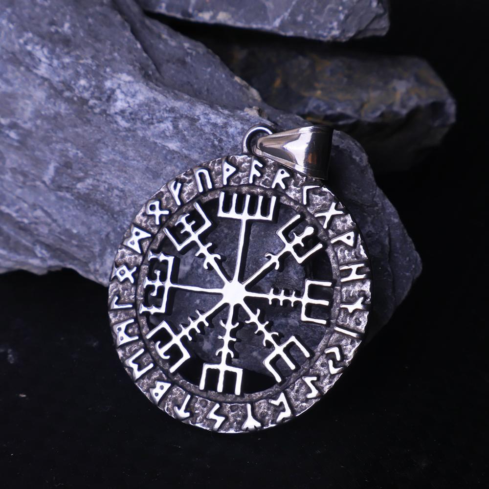 Нержавеющая сталь 316L скандинавский викингский кулон-ожерелье Вегвизир для мужчин винтажный амулет-ожерелье Компас Одина ювелирные изделия