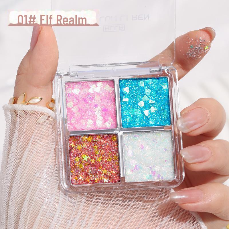 Super Shiny Crystal Eye Makeup: Four-Color Sequin Glitter Eyeshadow Gel for Shows