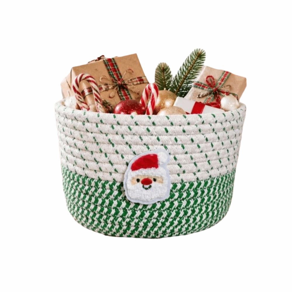 Cotton Rope Christmas Woven Storage Basket Multi-functional Sundries Storage Box for Living Room