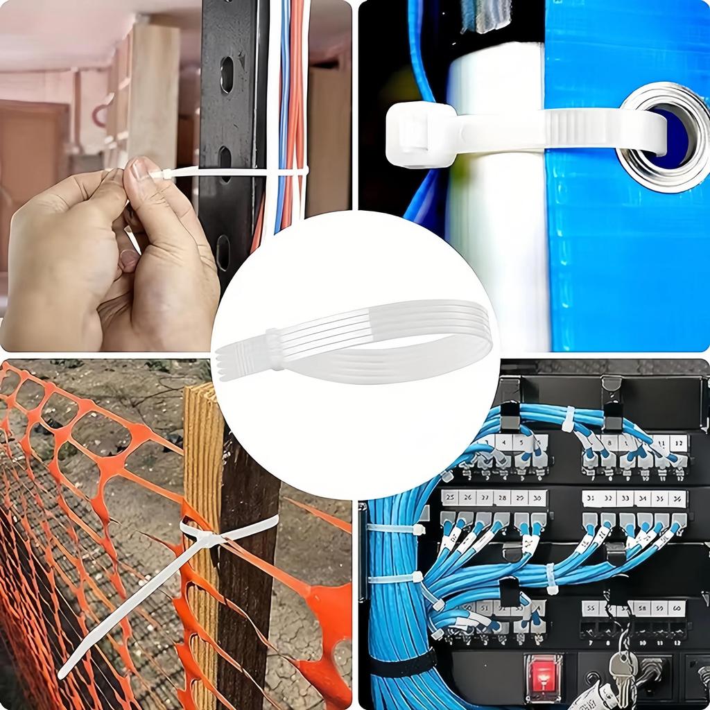 100 Black Nylon Cable Ties, High Tensile Strength, Uv Resistant, Fastening Loop Ties, Self-Locking, Suitable For Home And Office Wire Management