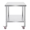 Stainless Steel Catering Work Table 30x36 Inch Commercial Kitchen Table with 4 Wheels Commercial Food Prep Workbench With Flexible Adjustment Shelf