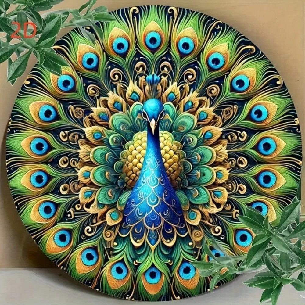 Vintage Green Peacock Metal Wall Art for Festive Indoor Outdoor Decor