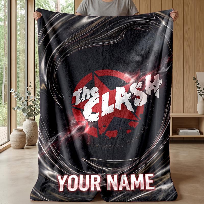The Clash Custom Flannel Throw Blanket Print Your Name Text Soft Warm Blanket Holiday Present