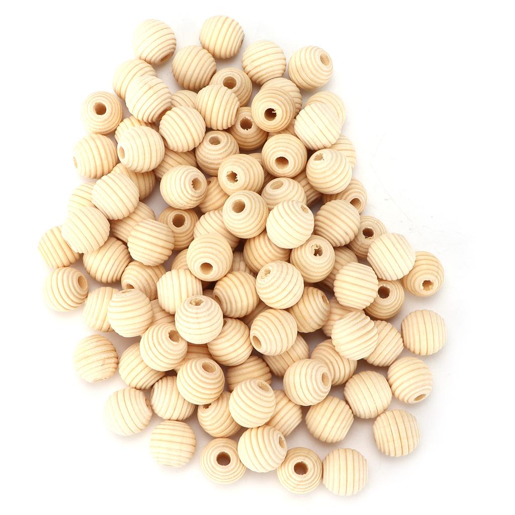 100pcs Wooden Beads MultiPurpose Natural DIY Paintable Thread Crafts for Handicraft Lovers