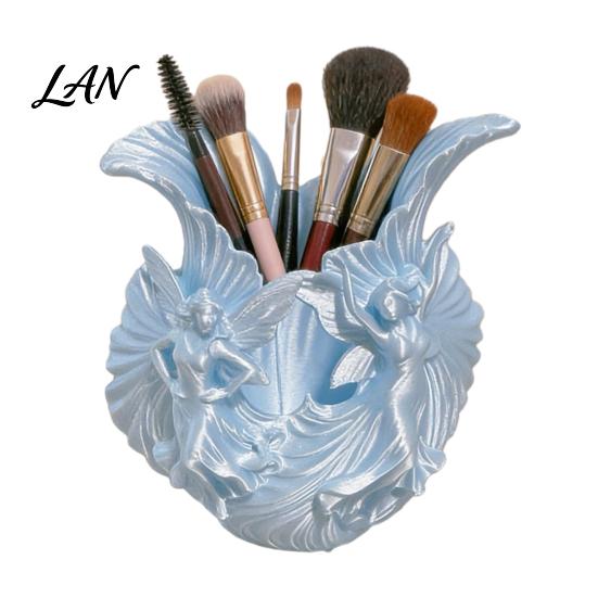 Multi-functional Storage Box Makeup Brush Holder, with Thickened Stable Base, Fairies Decor Silk Desktop Organization Solution Texture Box,