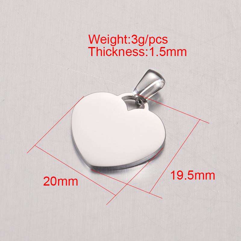 Stainless Steel Heart Pendant: DIY Engravable Peach Heart with Melon Seed Buckle Charm