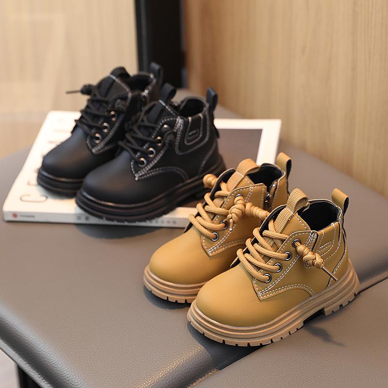 Children's Martin Boots Spring 2025 Boys Short Boots British Retro Girls Leather Boots Non-slip Soft Sole Baby Shoes Single