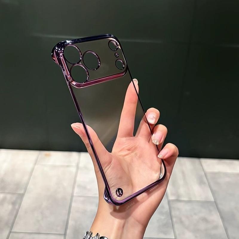 Plating Clear Frameless Phone Case for iPhone 17 Pro Max Ultra-Thin Hard PC Shell for iPhone Air 17Pro Bumper