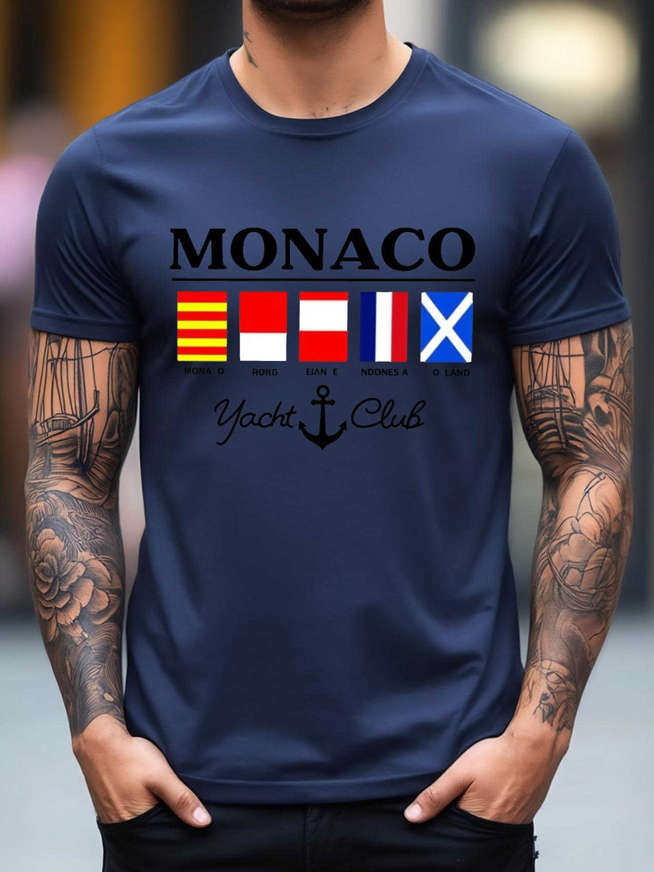 Yacht Club Flag Print Cotton Blend T-shirt - Micro-Stretch Knit XXL