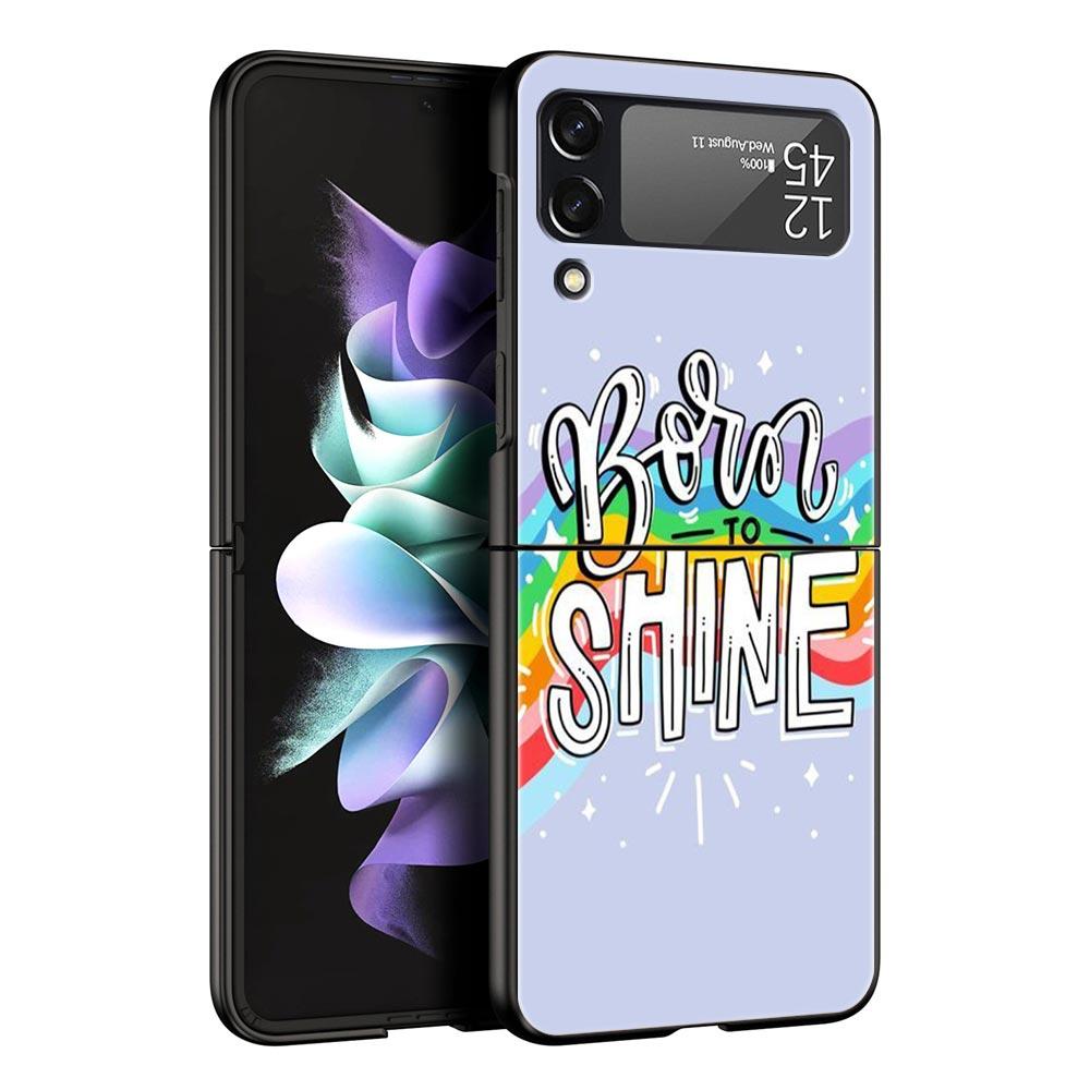 Gay Lesbian Rainbow Pride Hard PC Phone Case For Samsung Galaxy Z Flip 7 6 5 4 Black Cover For Galaxy Z Flip 3 Foldable Shell