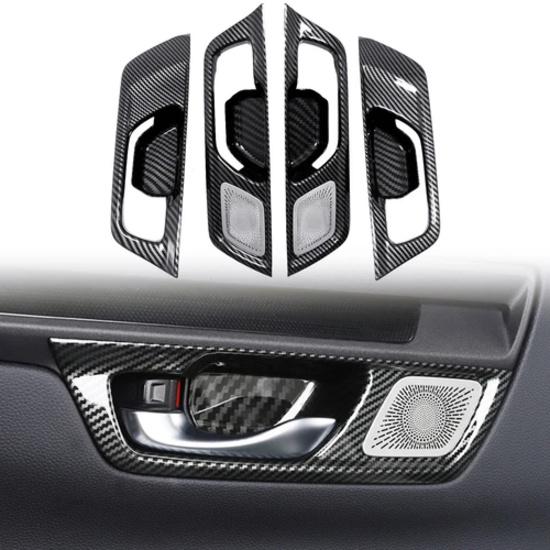 Carbon Fiber Look Interior Door Handles Cover Trim For Honda CR-V CRV 2023 2024