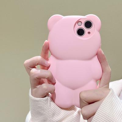 3d Cartoon Bear Phone Case For For Iphone 13 12 11 Pro Max X Xr Xs Max 13 Pro Candy Color Silicone Bear Shape Shockproof Cover