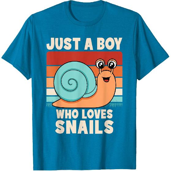 Just A Boy Who Loves Snails Funny Snail Boys Kids T-Shirt