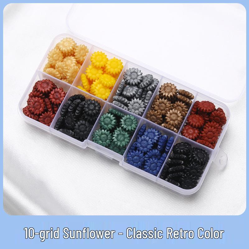 Sunflower Sealing Wax Granules In Transparent Box - Grid-Style Set with 10/15/24 Colors for Stamps