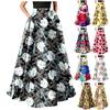 Women's Fashion Floral Print Loose Half Skirt High Waist Beach Extra Long Dress