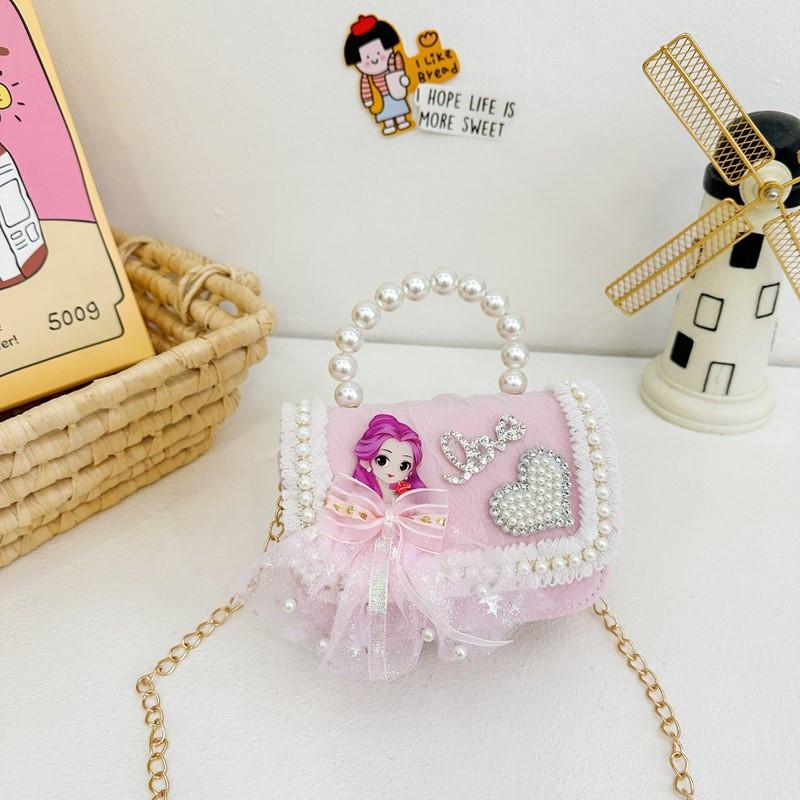 Girl Cinderella Belle Crossbody Shoulder Bag Cute Pearl Accessory Purse