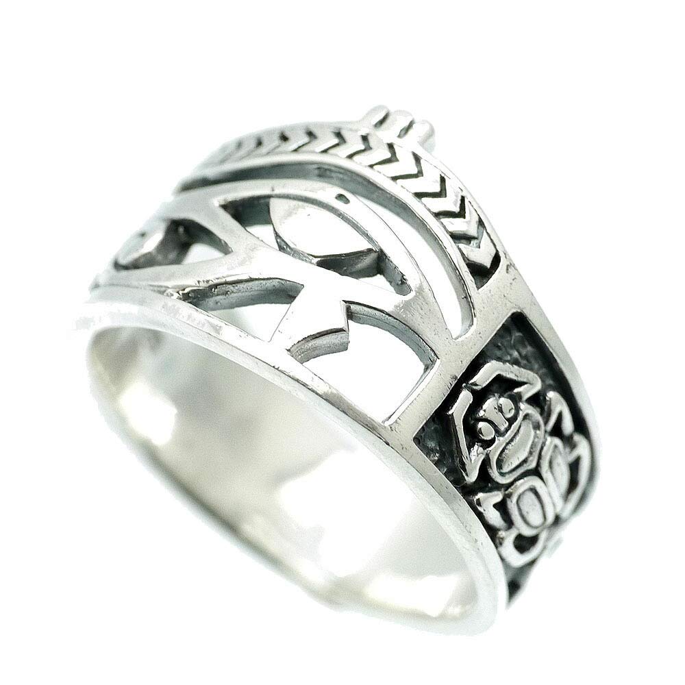 [Silver One] Sterling Silver 925 Eye of Horus Ring for Men, Size 7 (Size 17)
