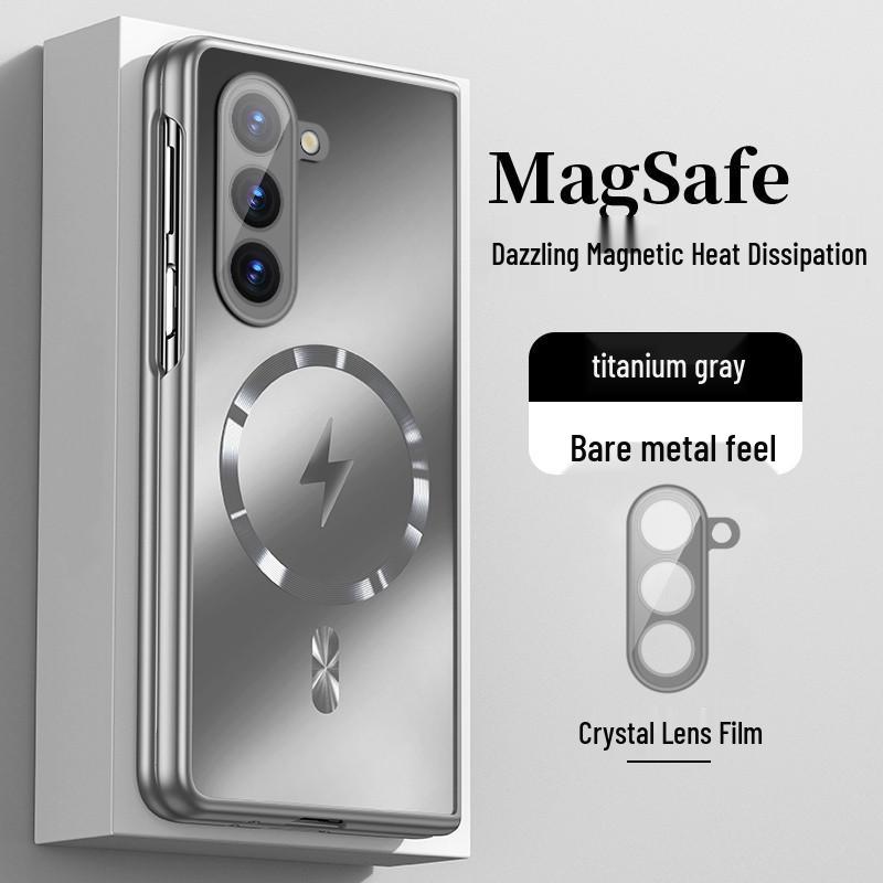 Samsung Z Fold7 Skin-Feel Folding Case: Dazzling Gold, Magnetic, Drop-Proof, Flip7