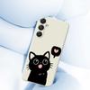 For Samsung Galaxy A16 5G/4G Case Love Black Cat Pattern Printing Straight Edge TPU Phone Back Cover