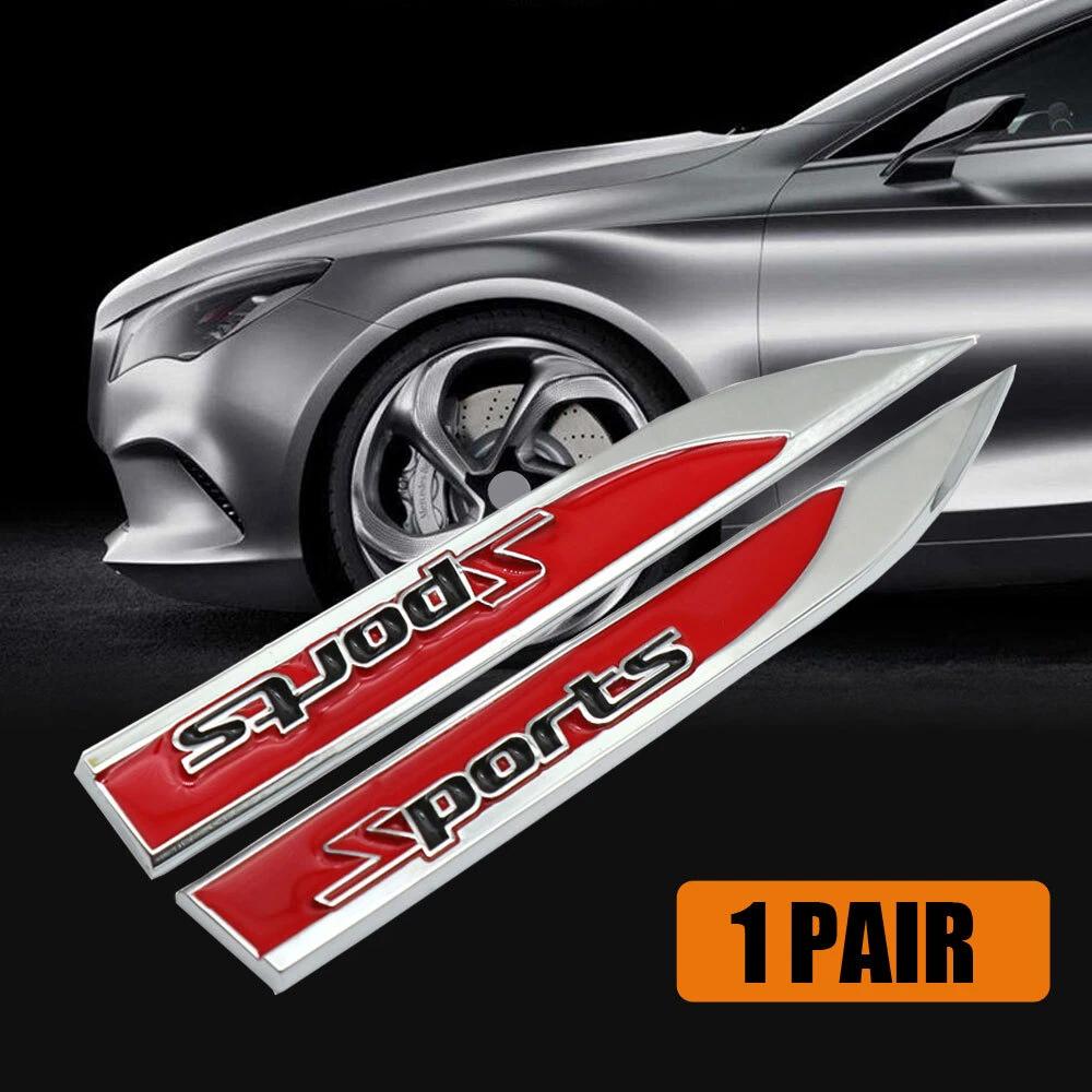 1pair Metal 3D Sports Auto Car Vehicle Front Fenders Decorative Emblem Sticker Badges Exterior Decals